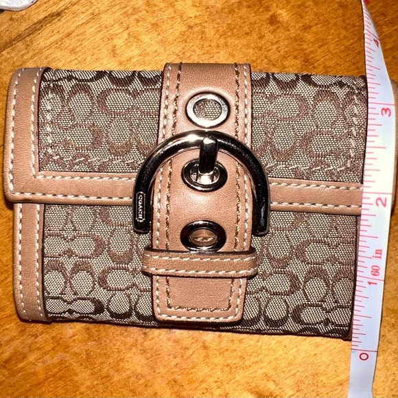 Coach Signature Buckle Wallet Brown Canvas & Leather Trim - Picture 10 of 10